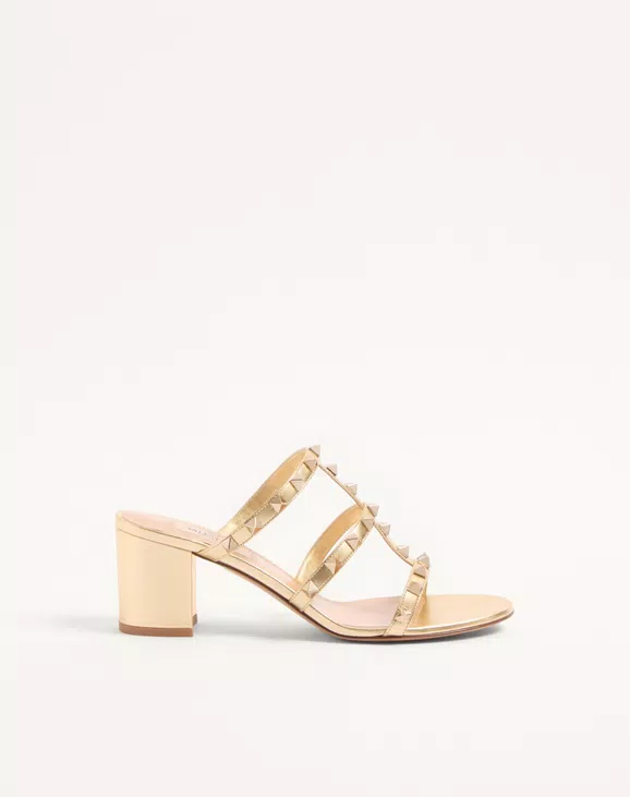 Valentino Rockstud Slide Sandal In Laminated Nappa 60Mm - Image 1